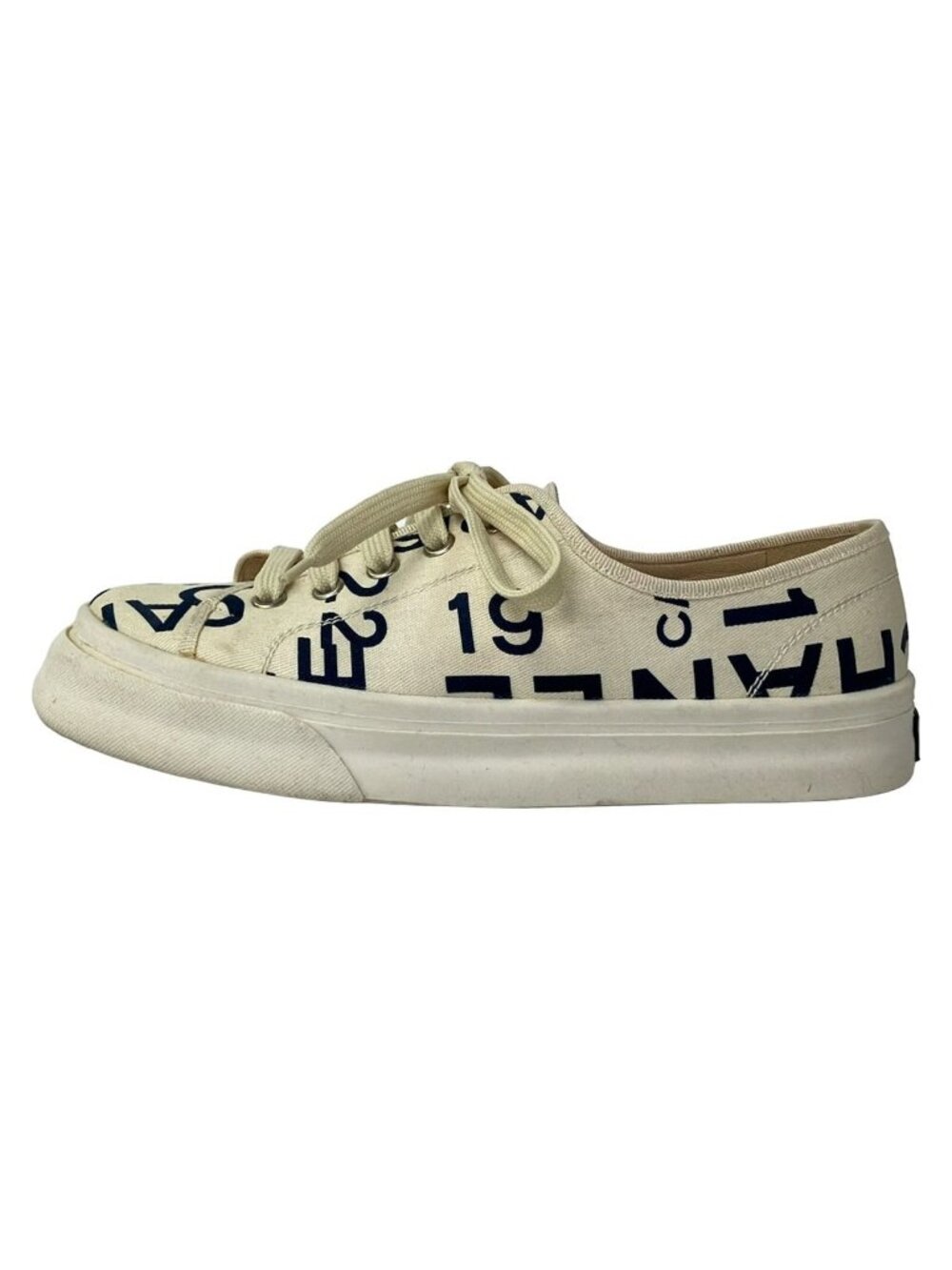 Chanel Sneakers 36 Ivory Navy Logo